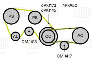 Ролик приводного ремня для автомобилей Infiniti FX (02-) 3.5i (натяжной) компрессора (CM 1417) - CM 1417 - 2