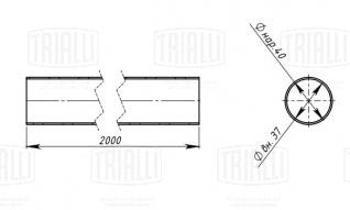 Труба глушителя прямая 40х2000 (d=40х1.5, L=2000мм) (алюминизированная сталь) - EMC 0141 - 1