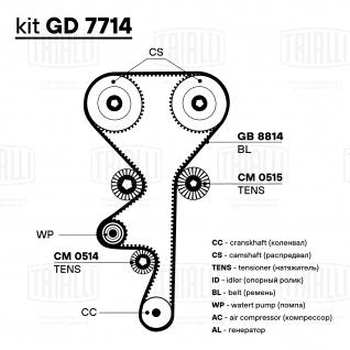 Ремень ГРМ для автомобилей Opel Astra G (98-) 1.8i/2.0i (169 зуб.) (HNBR стекловолокно) - GB 8814 - 1