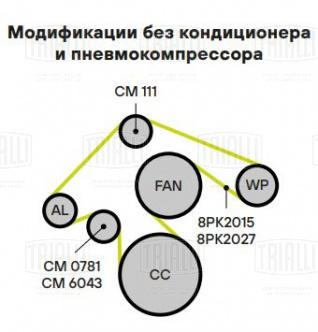 Ролик приводного ремня для автомобилей ГАЗ 33106 Валдай/ПАЗ 3205/FOTON (дв. Cummins ISF 3.8) (с натяжным механизмом) - CM 6043 - 3