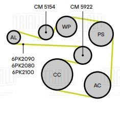 Ролик привод. ремня для автомобилей Volvo XC90 (02-) 2.4i/2.5i/2.9i (только ролик натяжителя) (CM 5154) - CM 5154 - 2
