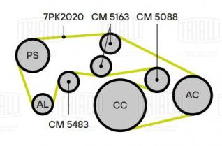 Ролик привод. ремня для автомобилей Infiniti FX/QX70 (08-) 3.5i/3.7i (опорный) ребристый (CM 5163) - CM 5163 - 3