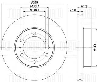 Диск тормозной передний для автомобилей Toyota Fortuner (04-) / Hilux (97-) d=319 - DF 270066 - 2