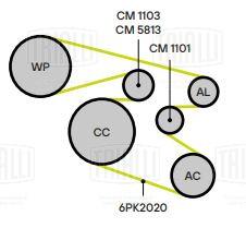 Ролик приводного ремня для автомобилей Mitsubishi Lancer X (07-)/Outlander (07-) 1.8i/2.0i/2.4i [4B10; 4B11; 4B12] (опорный) (CM 1101) - CM 1101 - 3
