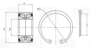 Ремкомплект ступицы передней для автомобиля Hyundai Elantra (00-) - CS 0883 - 2