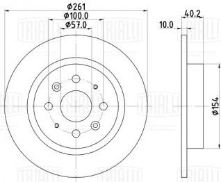 Диск тормозной задний для автомобилей Kia Shuma (96-) d=261 (а/м с ABS) - DF 073301 - 2