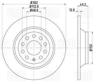 Диск тормозной для автомобилей Audi A6 (04-) задний d=302 - DF 180140 - 2