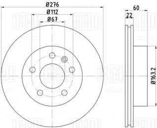 Диск тормозной для автомобилей Mercedes Vito (W638) (96-) передний d=276 - DF 155108 - 2