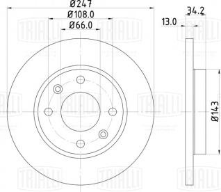 Диск тормозной для автомобилей Peugeot 206 (02-)  /  306 (94-)  /  Citroen Xsara (97-) передний d=247 - DF 095209 - 2