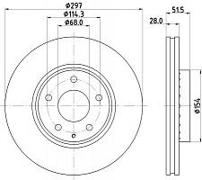 Диск тормозной передний для автомобилей Mazda CX-5 (12-) / (17-) / 6 (12-) d=297 (окрашенный)