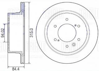 Диск тормозной задний для автомобилей Mitsubishi Pajero Sport (15-) d=315 - DF 084410 - 2