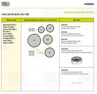 Ролик приводного ремня для автомобилей Honda Jazz (02-)/Civic (06-) 1.2i/1.3i [L12; L13; L15] (опорный) (CM 2303) - CM 2303 - 3