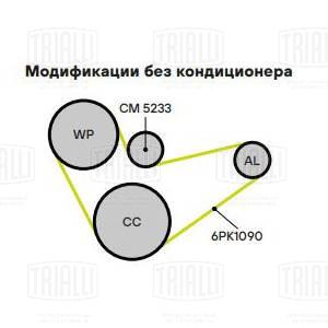 Ролик приводного ремня для автомобилей VW Polo Sedan (RUS) (10-) 1.4i/1.6i AC- (с натяжным механизмом) (CM 5233) - CM 5233 - 2