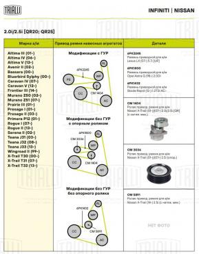 Ролик привод. ремня для автомобилей Nissan X-Trail T30 (01-)/X-Trail T31 (07-) 2.5i (опорный) (CM 3036) - CM 3036 - 3