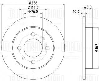 Диск тормозной для автомобилей Hyundai Elantra (00-)/Matrix (01-) задний d=258 - DF 084612 - 2