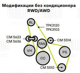 Ролик приводного ремня для автомобилей Ford Transit (13-) 2.2d RWD/AWD А/С- опорный нижний - CM 5510 - 2