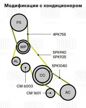 Ролик привод. ремня для автомобилей Fiat Ducato (94-) 1.9D A/C+ (натяжной) компрессора кондиционера (CM 1601) - CM 1601 - 2
