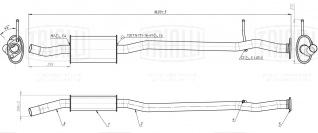 Глушитель для автомобилей Nissan Qashqai (06-) 2.0i дополнительный резонатор (алюминизированная сталь) - EAM 0368 - 