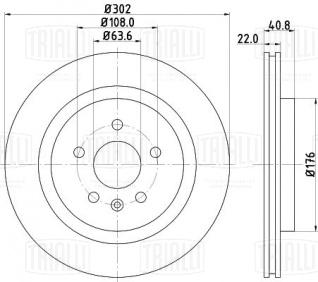 Диск тормозной задний для автомобилей Volvo XC 70 (07-) d=302 - DF 106118 - 2
