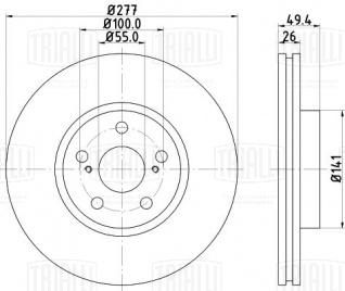 Диск тормозной передний для автомобилей Toyota Avensis (03-) d=277 - DF 190131 - 2