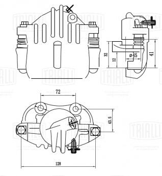 Суппорт тормозной для автомобилей Лада 1111 передний левый d=45мм (в сборе со скобой) - CF 411 - 3