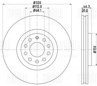 Диск тормозной для автомобилей Audi A4 (94-) / (00-) / (04-) / A6 (97-) передний d=320 - DF 180134 - 2