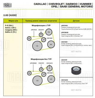 Ролик приводного ремня для автомобилей Opel Insignia (08-) 2.0d [A20D] (опорный) (CM 5119) - CM 5119 - 2