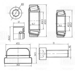 Ремонтный комплект ступицы передней для автомобиля Mercedes E (W210) (95-) - CS 1585 - 2