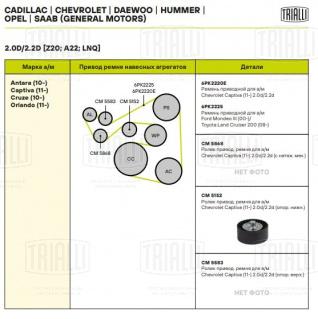 Ролик привод. ремня для автомобилей Chevrolet Captiva (11-) 2.0d/2.2d (опорный нижний) (CM 5152) - CM 5152 - 2