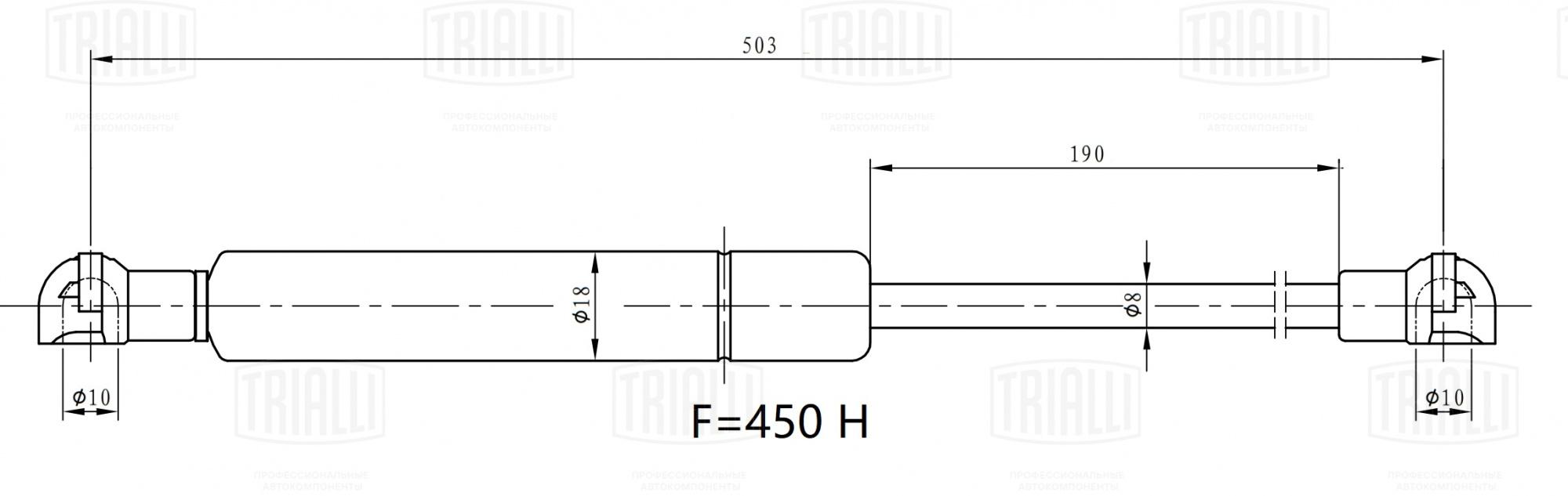 Амортизатор (упор) крышки багажника для автомобиля Toyota Prius (09-) GS  1909 | автозапчасти Trialli