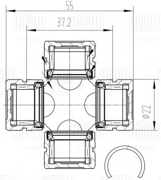 Крестовина для автомобилей Mitsubishi Delica (94-) (22x37.2x55) - CC 406 - 2