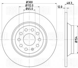 Диск тормозной задний для автомобилей Audi A3 (15-) / Q3 (16-) / VW Tiguan (16-) / Skoda Kodiaq (16-) d=300 - DF 190443 - 2