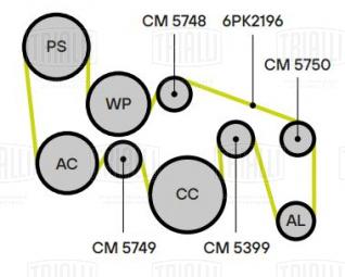 Ролик приводного ремня для автомобилей Ford Mondeo IV (07-)/Kuga (13-) 2.0d/2.2d с натяжным механизмом - CM 5399 - 2