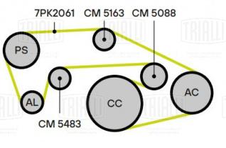 Ролик привод. ремня для автомобилей Infiniti FX/QX70 (08-) 3.5i/3.7i (опорный) ребристый (CM 5163) - CM 5163 - 2