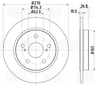 Диск тормозной для автомобилей Toyota Corolla (06-)/Auris (06-) задний d=270 - DF 190108 - 2
