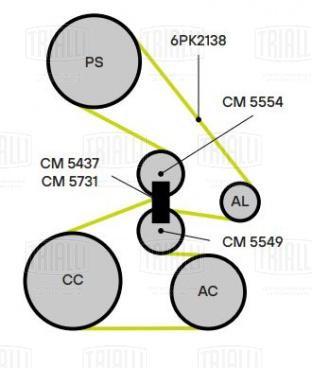 Ролик приводного ремня для автомобилей Acura MDX (00-) 3.5i/3.7i (с натяжным механизмом) (CM 5437) - CM 5437 - 2