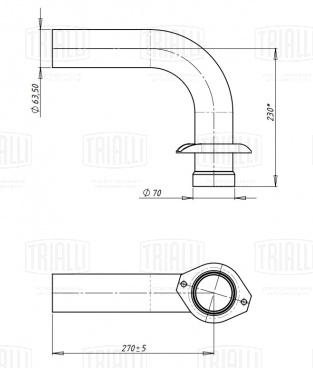 Труба выхлопная для автомобилей ГАЗ 3302 Евро-3 выход боковой (алюминизированная сталь) - EMP 0305 - 1