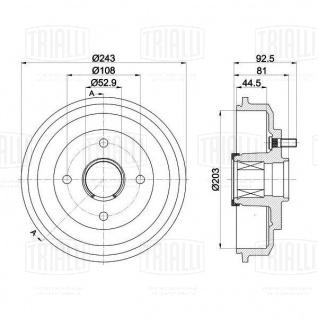 Барабан тормозной для автомобилей Ford Fiesta V (01-) / Fusion (02-) d=203 - TF 215731 - 1