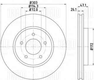 Диск тормозной для автомобилей Ford Maverick (01-)  /  Mazda Tribute (00-) передний d=303 - DF 095220 - 1