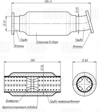 Труба соединительная (вместо катализатора) для автомобилей Hyundai Elantra (06-) 1.6i (алюминизированная сталь) - ECP 0122 - 2