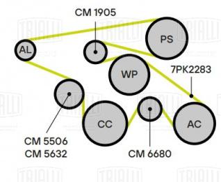 Ролик приводного ремня для автомобилей Toyota Camry (06-)/Land Cruiser Prado (02-)/Land Cruiser Prado (09-)/Highlander (08-) 2.7i/2.8d/3.5i/4.0i [TR; RZ; GD; GR] (опорный) h=33 (CM 1905) - CM 1905 - 3